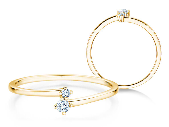 Anello di Fidanzamento You & Me Classic in 14K oro giallo con diamanti 0,065ct G/SI