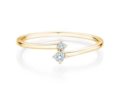 Anello di Fidanzamento You & Me Classic in 14K oro giallo con diamanti 0,065ct G/SI