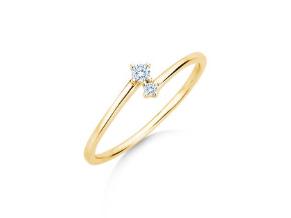 Anello di Fidanzamento You & Me Classic in 14K oro giallo con diamanti 0,065ct G/SI