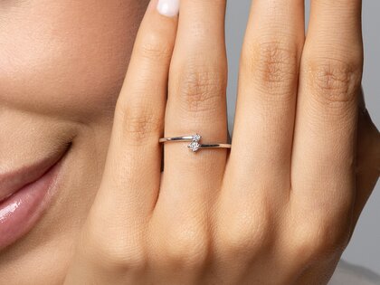 Anello di Fidanzamento You & Me Classic in 14K oro giallo con diamanti 0,065ct G/SI