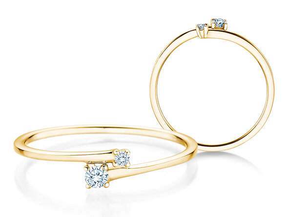 Anello di Fidanzamento You & Me Modern in 14K oro giallo con diamanti 0,07ct G/SI