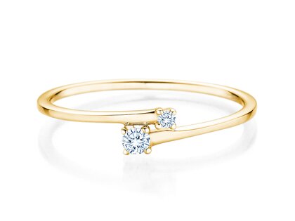 Anello di Fidanzamento You & Me Modern in 14K oro giallo con diamanti 0,07ct G/SI