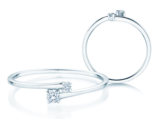 Anello di Fidanzamento You & Me Modern in 14K oro bianco con diamanti 0,07ct G/SI