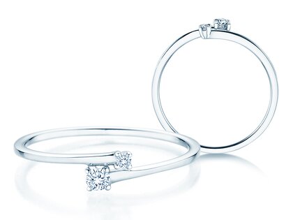Anello di Fidanzamento You & Me Modern in 14K oro bianco con diamanti 0,07ct G/SI