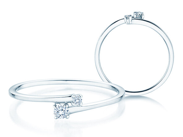 Anello di Fidanzamento You & Me Modern in 14K oro bianco con diamanti 0,07ct G/SI