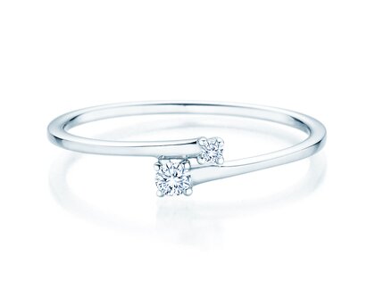 Anello di Fidanzamento You & Me Modern in 14K oro bianco con diamanti 0,07ct G/SI