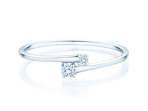 Anello di Fidanzamento You & Me Modern in 14K oro bianco con diamanti 0,07ct G/SI