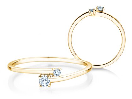 Anello di Fidanzamento You & Me Modern in 14K oro giallo con diamanti 0,11ct G/SI