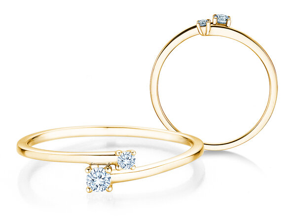Anello di Fidanzamento You & Me Modern in 14K oro giallo con diamanti 0,11ct G/SI