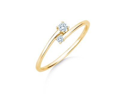 Anello di Fidanzamento You & Me Modern in 14K oro giallo con diamanti 0,11ct G/SI