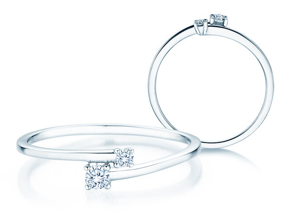 Anello di Fidanzamento You & Me Modern in 14K oro bianco con diamanti 0,11ct G/SI