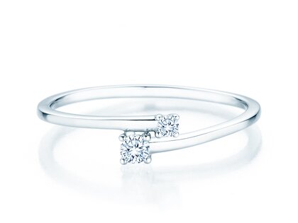 Anello di Fidanzamento You & Me Modern in 14K oro bianco con diamanti 0,11ct G/SI