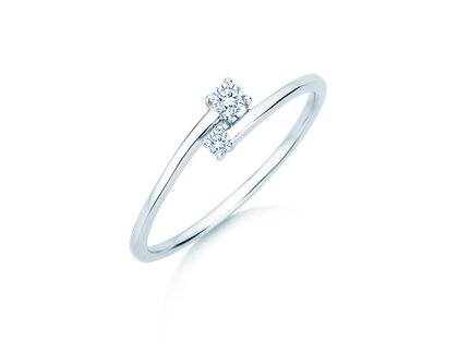 Anello di Fidanzamento You & Me Modern in 14K oro bianco con diamanti 0,11ct G/SI