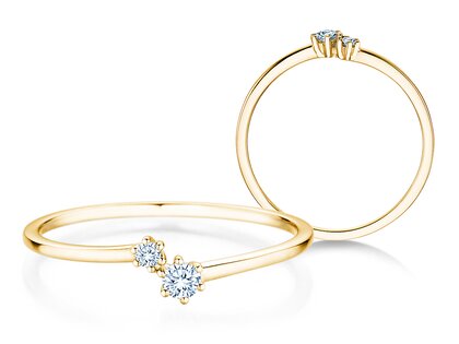 Anello di Fidanzamento You & Me Soft in 14K oro giallo con diamanti 0,09ct G/SI