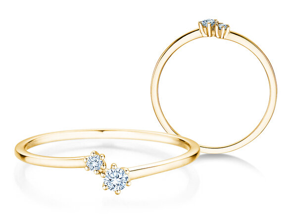 Anello di Fidanzamento You & Me Soft in 14K oro giallo con diamanti 0,09ct G/SI