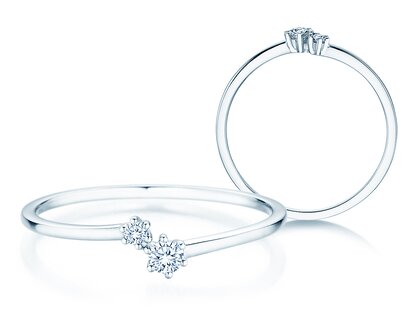 Anello di Fidanzamento You & Me Soft in 14K oro bianco con diamanti 0,09ct G/SI
