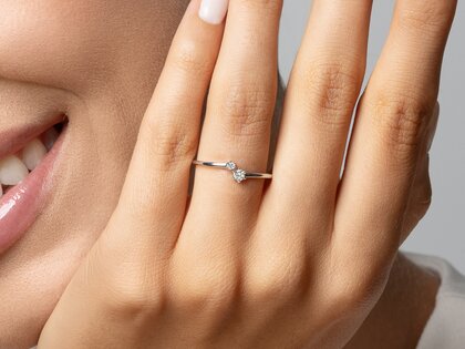 Anello di Fidanzamento You & Me Soft in 14K oro giallo con diamanti 0,09ct G/SI