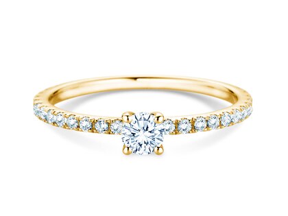 Anello di Fidanzamento Classic 4 Pavé in 9K oro giallo con diamanti da laboratorio 0,56ct E/VS