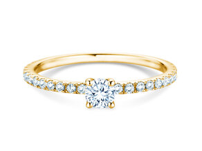 Anello di Fidanzamento Classic 4 Pavé in 9K oro giallo con diamanti da laboratorio 0,56ct E/VS