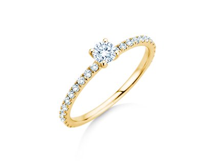 Anello di Fidanzamento Classic 4 Pavé in 9K oro giallo con diamanti da laboratorio 0,56ct E/VS