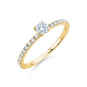 Anello di Fidanzamento Classic 4 Pavé in 9K oro giallo con diamanti da laboratorio 0,56ct E/VS