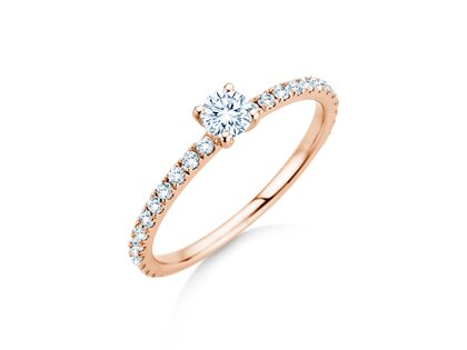 Anello di Fidanzamento Classic 4 Pavé in 14K oro rosa con diamanti da laboratorio 0,56ct E/VS