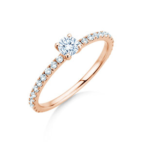 Anello di Fidanzamento Classic 4 Pavé in 14K oro rosa con diamanti da laboratorio 0,56ct E/VS