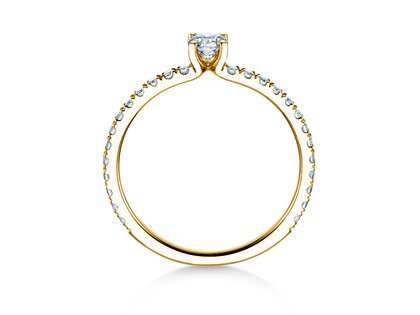 Anello di Fidanzamento Classic 4 Pavé in 9K oro giallo con diamanti da laboratorio 0,56ct E/VS