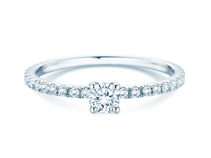 Anello di Fidanzamento Classic 4 Pavé in 14K oro bianco con diamanti da laboratorio 0,56ct E/VS