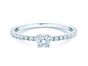 Anello di Fidanzamento Classic 4 Pavé in 14K oro bianco con diamanti da laboratorio 0,56ct E/VS