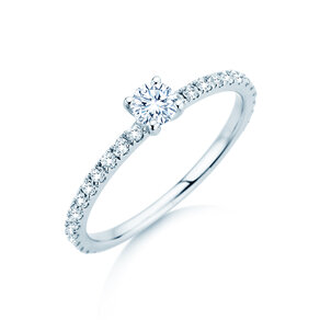 Anello di Fidanzamento Classic 4 Pavé in 14K oro bianco con diamanti da laboratorio 0,56ct E/VS