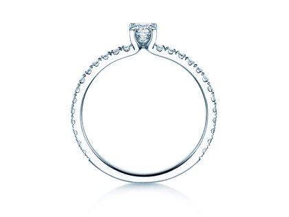 Anello di Fidanzamento Classic 4 Pavé in 14K oro bianco con diamanti da laboratorio 0,56ct E/VS