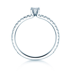 Anello di Fidanzamento Classic 4 Pavé in 14K oro bianco con diamanti da laboratorio 0,56ct E/VS