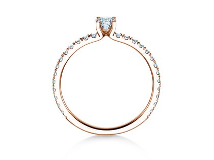Anello di Fidanzamento Classic 4 Pavé in 14K oro rosa con diamanti da laboratorio 0,56ct E/VS