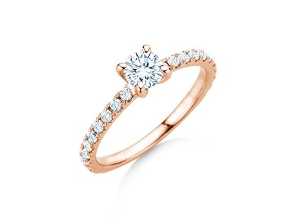 Anello di Fidanzamento Classic 4 Pavé in 14K oro rosa con diamanti da laboratorio 0,87ct E/VS