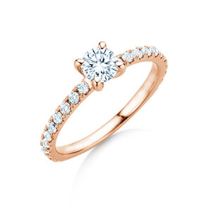 Anello di Fidanzamento Classic 4 Pavé in 14K oro rosa con diamanti da laboratorio 0,87ct E/VS