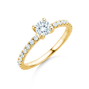 Anello di Fidanzamento Classic 4 Pavé in 14K oro giallo con diamanti da laboratorio 0,87ct E/VS