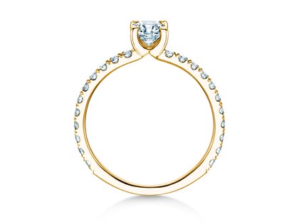 Anello di Fidanzamento Classic 4 Pavé in 14K oro giallo con diamanti da laboratorio 0,87ct E/VS