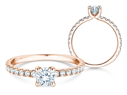 Anello di Fidanzamento Classic 4 Pavé in 14K oro rosa con diamanti da laboratorio 0,87ct E/VS
