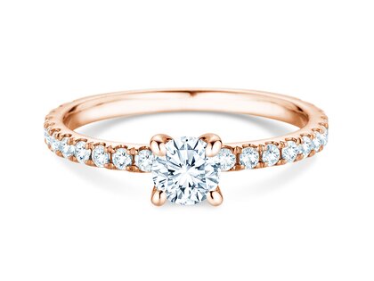 Anello di Fidanzamento Classic 4 Pavé in 14K oro rosa con diamanti da laboratorio 0,87ct E/VS