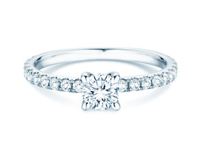 Anello di Fidanzamento Classic 4 Pavé in 14K oro bianco con diamanti da laboratorio 0,87ct E/VS