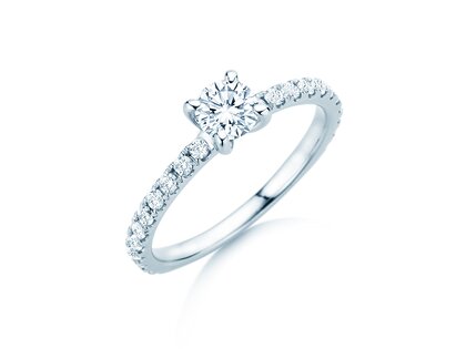 Anello di Fidanzamento Classic 4 Pavé in 14K oro bianco con diamanti da laboratorio 0,87ct E/VS