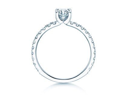 Anello di Fidanzamento Classic 4 Pavé in 14K oro bianco con diamanti da laboratorio 0,87ct E/VS