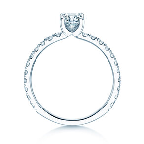 Anello di Fidanzamento Classic 4 Pavé in 14K oro bianco con diamanti da laboratorio 0,87ct E/VS