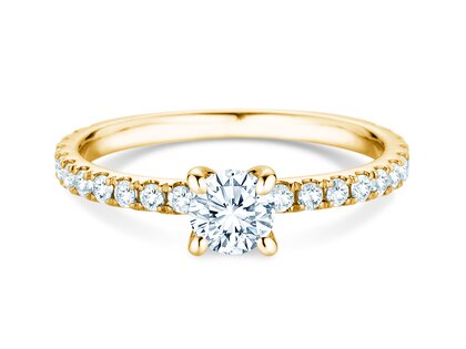 Anello di Fidanzamento Classic 4 Pavé in 14K oro giallo con diamanti da laboratorio 0,87ct E/VS