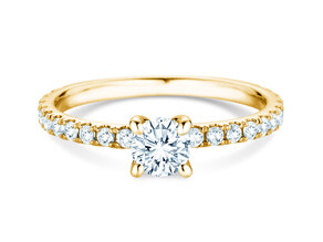 Anello di Fidanzamento Classic 4 Pavé in 14K oro giallo con diamanti da laboratorio 0,87ct E/VS