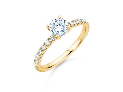 Anello di Fidanzamento Classic 4 Pavé in 14K oro giallo con diamanti da laboratorio 1,19ct E/VS