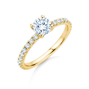 Anello di Fidanzamento Classic 4 Pavé in 14K oro giallo con diamanti da laboratorio 1,19ct E/VS