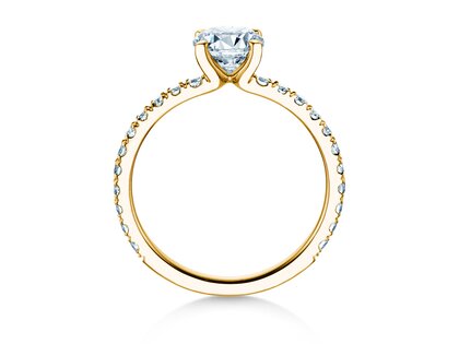 Anello di Fidanzamento Classic 4 Pavé in 14K oro giallo con diamanti da laboratorio 1,19ct E/VS