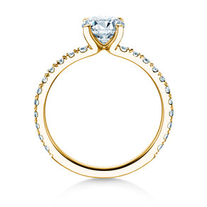 Anello di Fidanzamento Classic 4 Pavé in 14K oro giallo con diamanti da laboratorio 1,19ct E/VS
